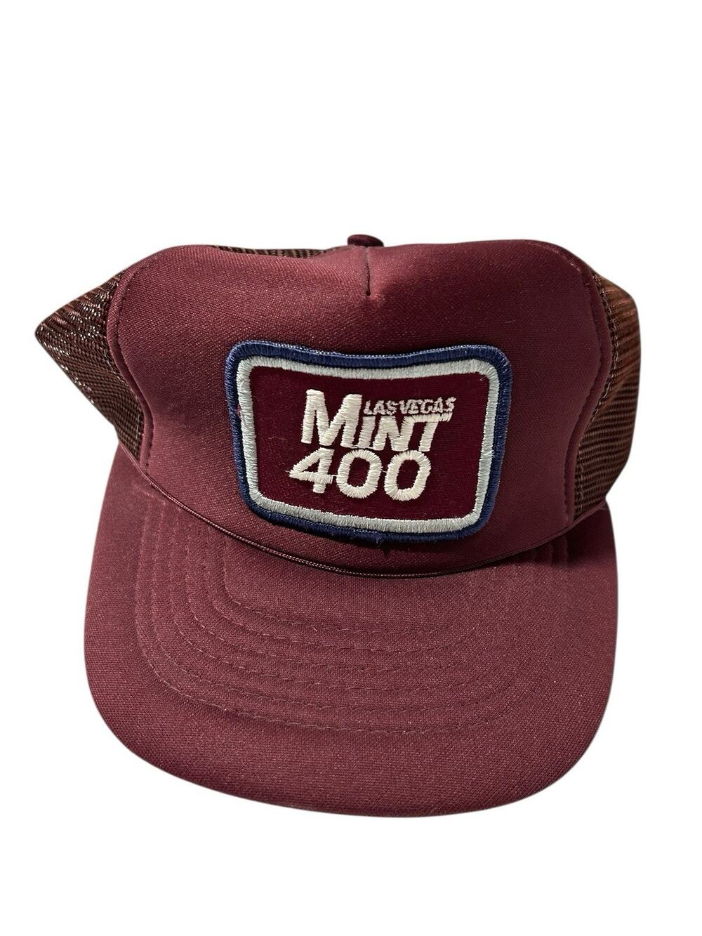 Vtg 1980's Mint Las Vegas 400 Racing Hat Broken Snap Burgundy Red/White Rope Cap